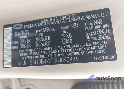 2024 Hyundai Santa Cruz Sel z USA, uszkodzony, nr VIN 5NTJB4AE1RH090986